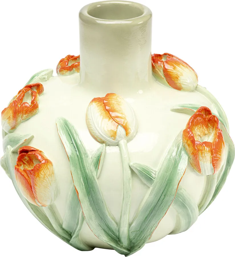 Wazon POPPIES 29 cm - biały/zielony