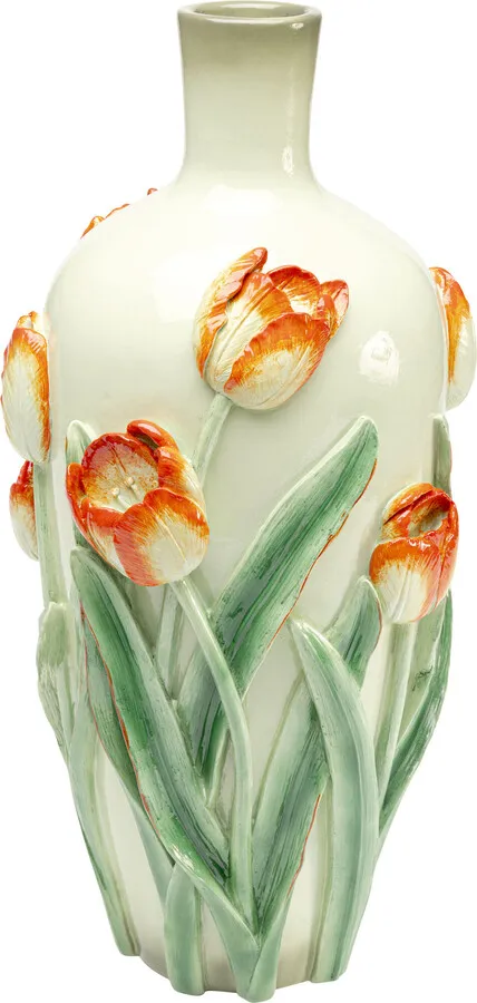 Wazon POPPIES 48 cm - biały/zielony