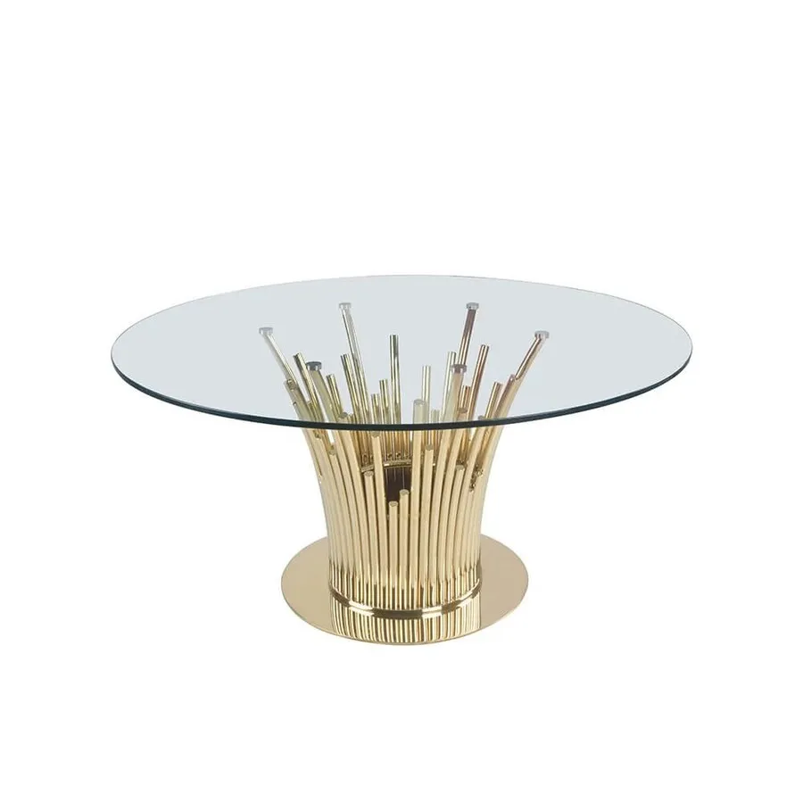 Stół okrągły OTTAWIO GOLD 150 cm - transparentny/złoty