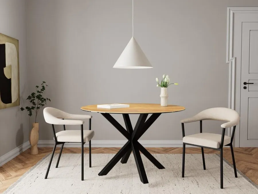 Stół okrągły HEAVEN 119 cm - dziki dąb/czarny