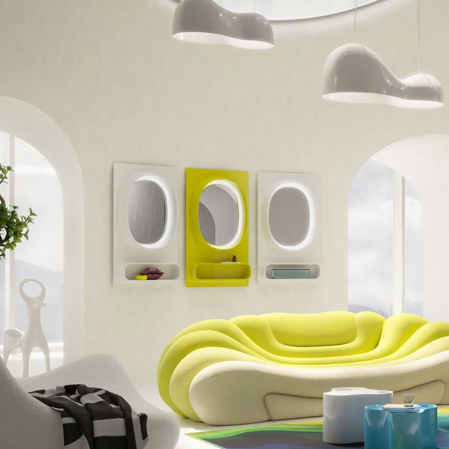 Lustro ścienne z oświetleniem i półką AERO LED 80x141 - zielony