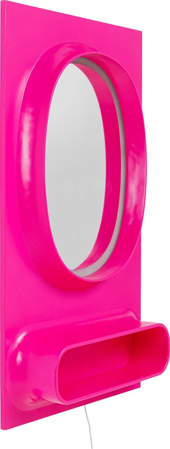 Lustro ścienne z oświetleniem i półką AERO LED 80x141 - różowy