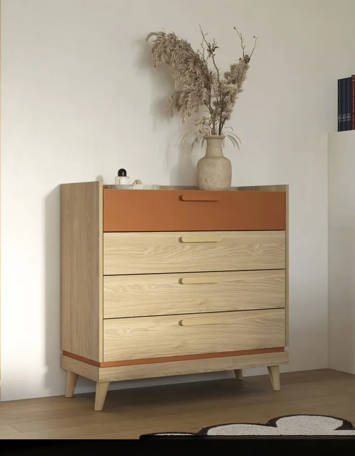 Komoda z szufladami SCANDI 27 - dąb olejowany/ceglany