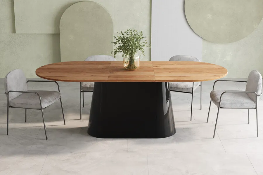Stół rozkładany CAPITOLO GLAM 160/208x89 - wysoki połysk/kaszmir/chrom