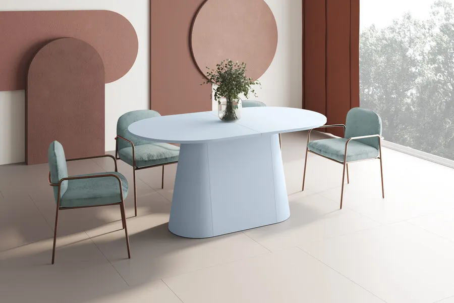 Stół rozkładany CAPITOLO GLAM 160/208x89 - matowy/kaszmir/chrom