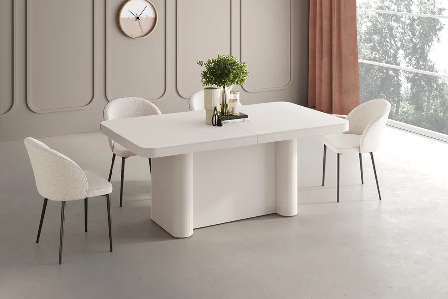 Stół rozkładany PORTOFINO GLAM 160/412x100 - wysoki połysk/biały/chrom