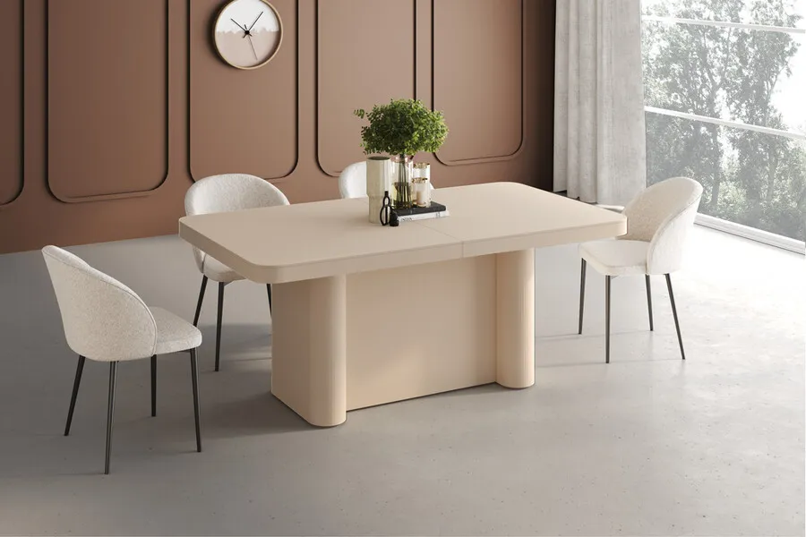 Stół rozkładany PORTOFINO GLAM 160/412x100 - wysoki połysk/biały/chrom