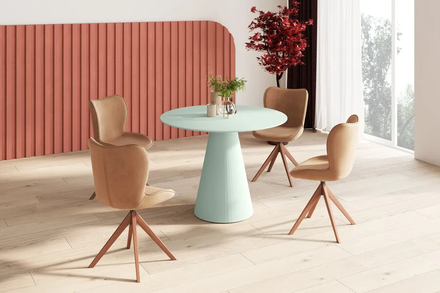 Stół okrągły PINETO GLAM 100 cm - matowy/biały/chrom