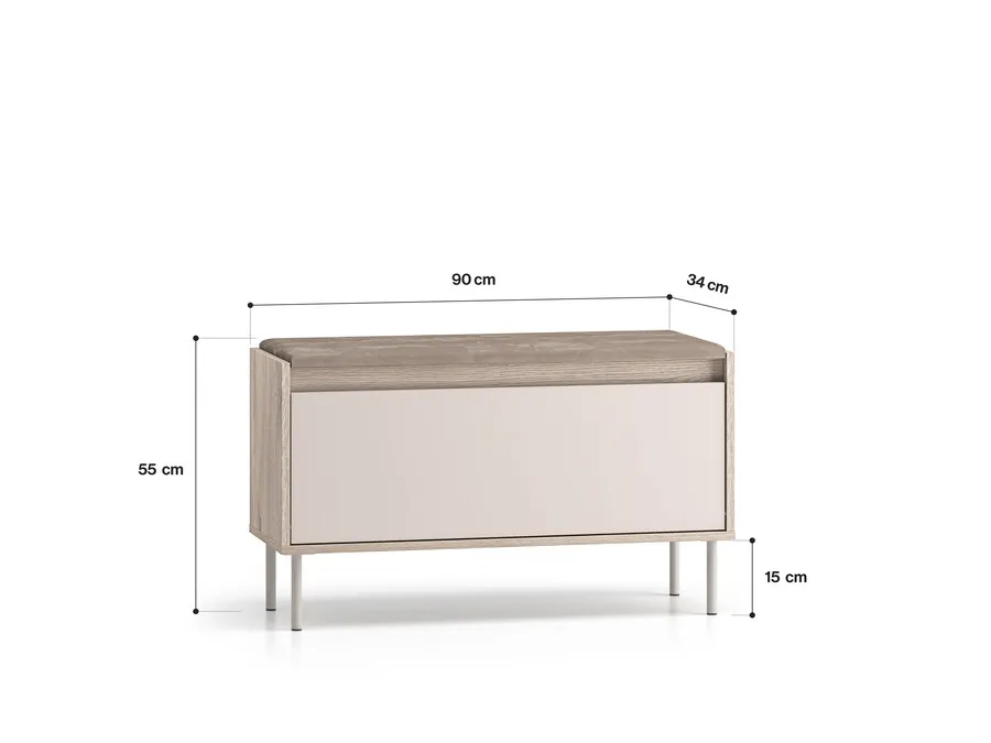 Ławka VOCO 05 90 cm - kaszmir/dąb cremona