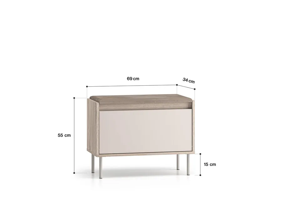 Ławka VOCO 06 69 cm - kaszmir/dąb cremona