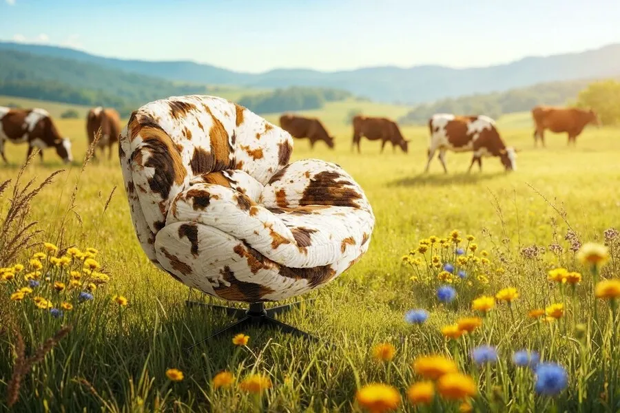 Fotel obrotowy CUTIE COW - biały/brązowy