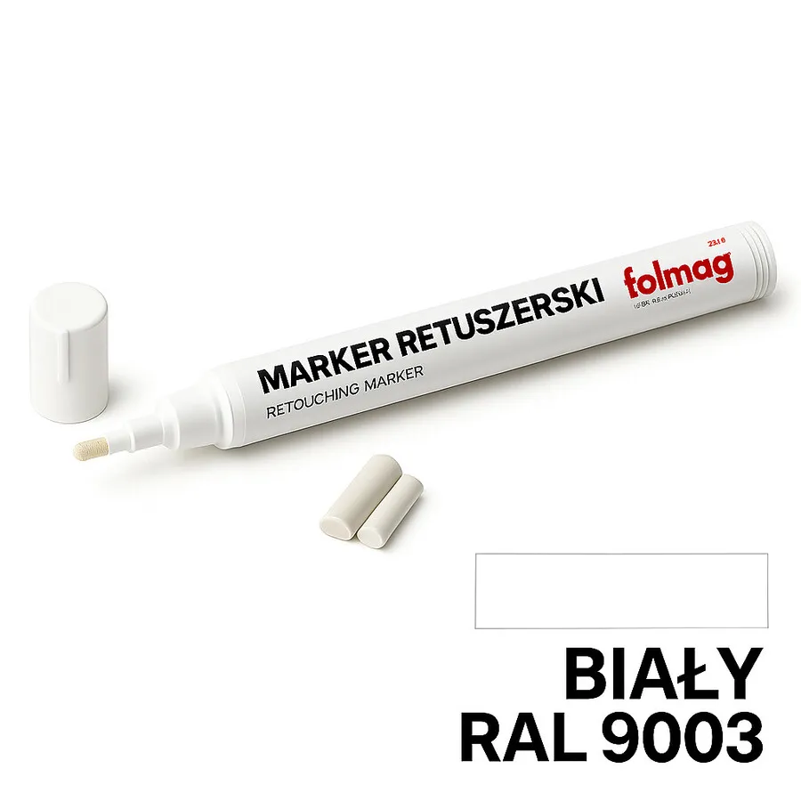 Pisak marker retuszerski do naprawy mebli RAL 9003 Biały 12 ml Folmag