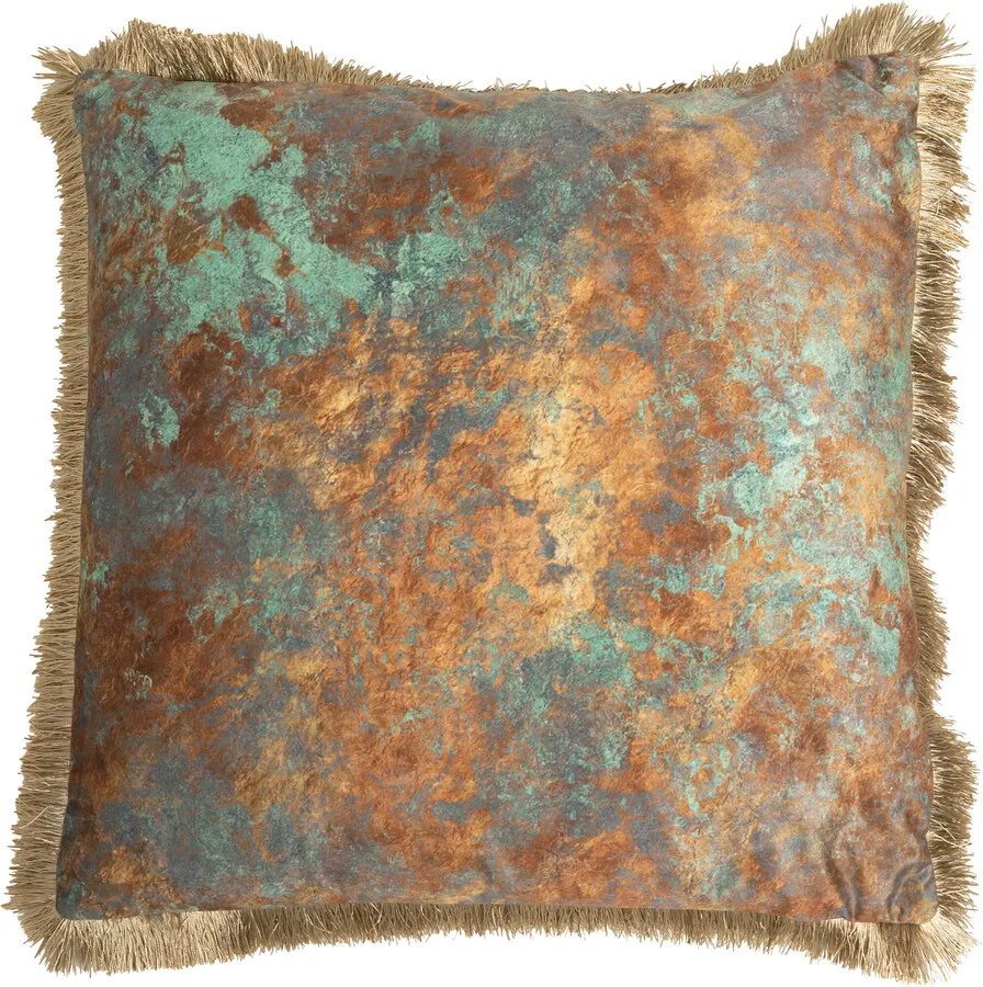 Poduszka dekoracyjna ANTIQUE FRINGE 55x55 - złoty/niebieski