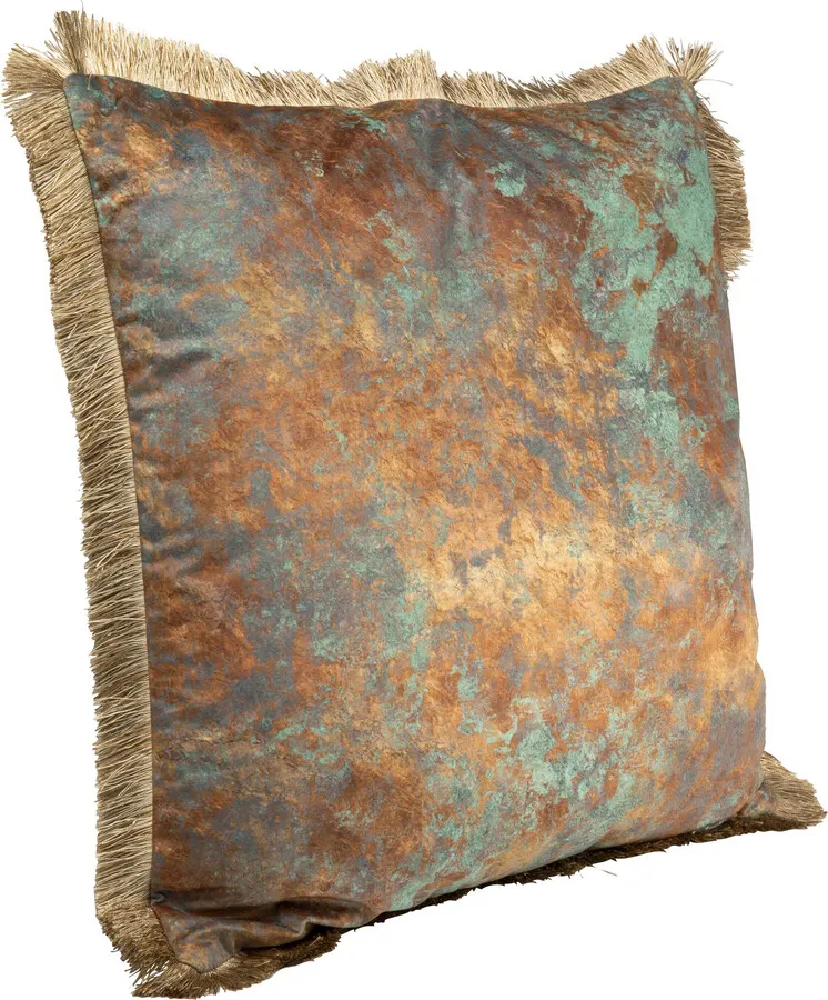 Poduszka dekoracyjna ANTIQUE FRINGE 55x55 - złoty/niebieski